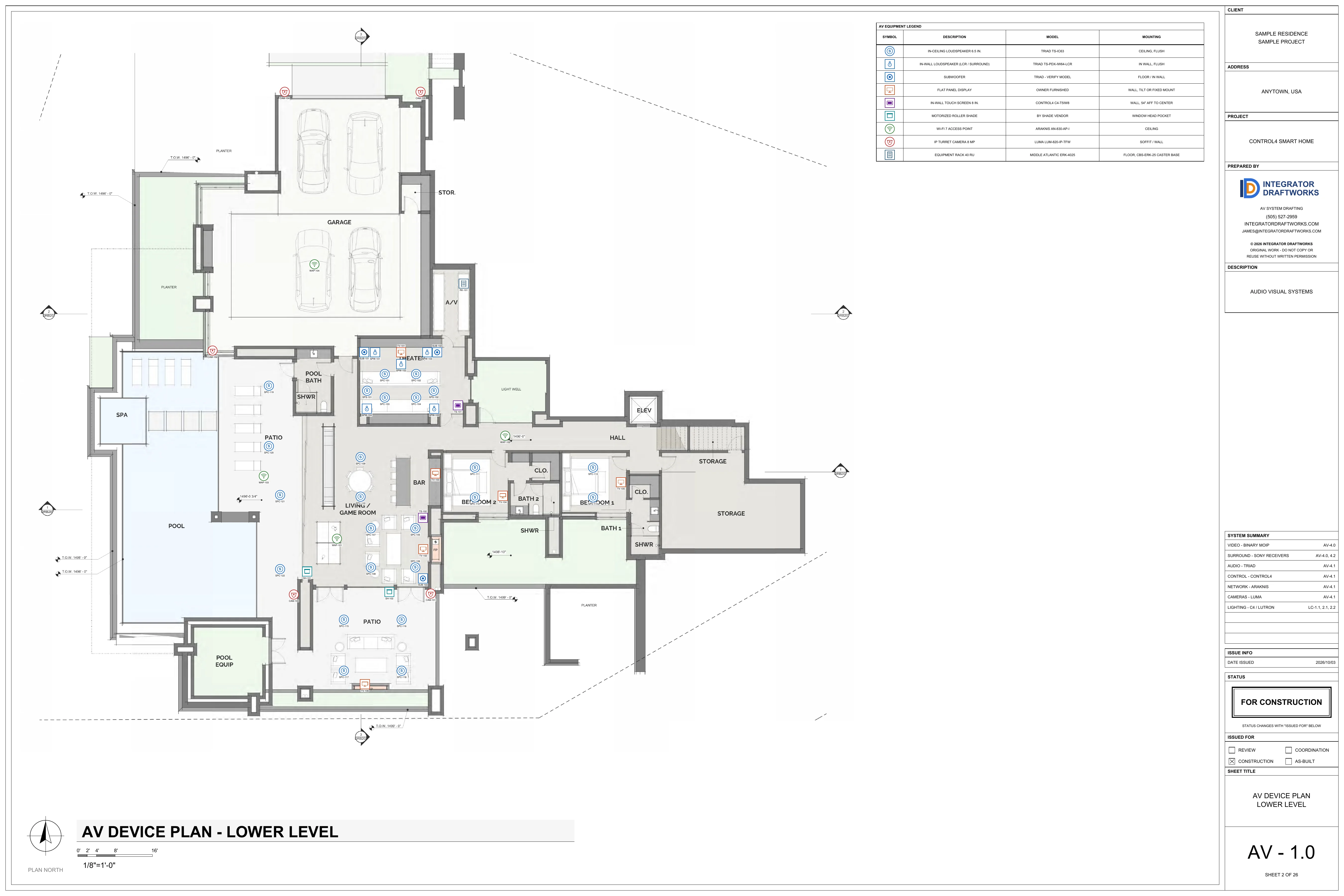 Sheet AV-1.0, av device plan, lower level
