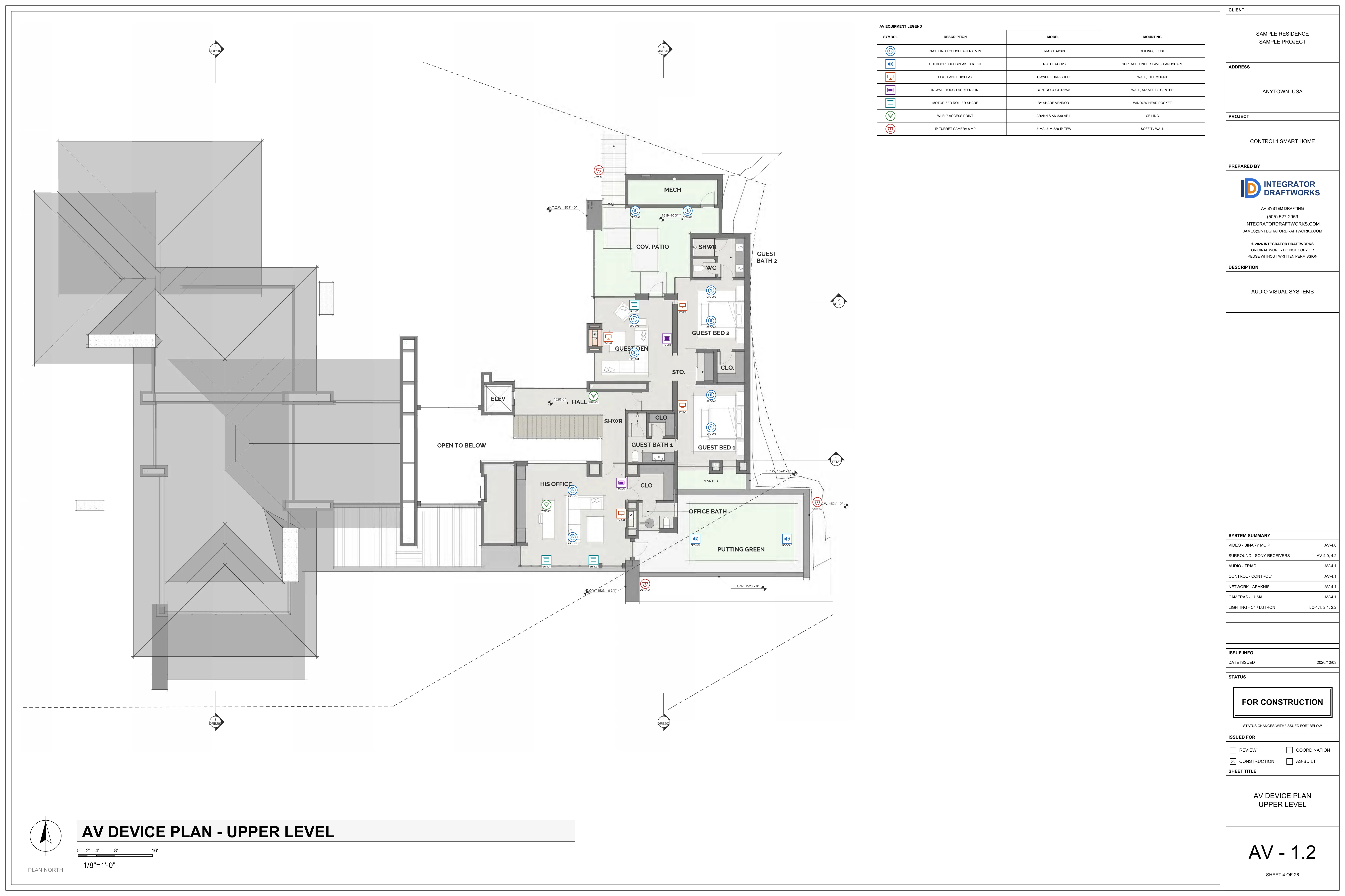 Sheet AV-1.2, av device plan, upper level